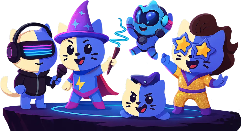 CopyKitten mascots having fun with CopyKitten